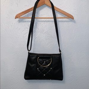 Black Leather Pearl Purse